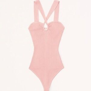 NWT Abercrombie Twist Halter Bodysuit Small Baby Pink